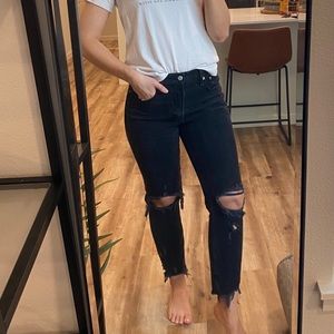Abercrombie & Fitch High-Rise Distressed Black Skinny Jeans